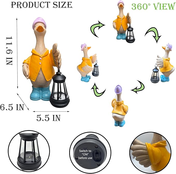 IVCOOLE Solar-Powered Goose Statue – Outdoor & Garden Resin Goose Decor for Porch, Patio, Lawn, Yard with Solar Lantern – Ideal Gift for Moms, Grandmas, Gardening Lovers & Housewarming Celebrations