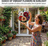 Birthday Gifts for Women - Colorful Flowers Faux Stained Glass Window Hanging Sun Catcher for Door Garden Acrylic Decor Mother's Day Christmas for Mom Nana Grandma Sisters Wife 7.8"