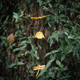 Japanese Wind Chime Cast-Iron Outdoor Ornament for Garden, Patio & Balcony, Hanging Metal Wind-Bell Decoration Gift, Blessing Pendant Windchimes, Yellow Dragonflies