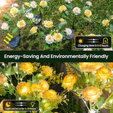 6 Pack Solar Garden Lights Outdoor, 42" Tall 42 LEDs Hibiscus Solar Flower Lights, IP65 Waterproof Decorative Landscape Lighting for Pathway Patio Yard Walkway Decor (Warm White)