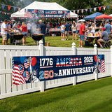 250th Anniversary USA Banner 120 x 20 Inches America 1776-2026 250 Years Birthday Banner American Flag Statue of Liberty Designs Patriotic Party Home Decorations for Outdoor Indoor Yard Garden Lawn