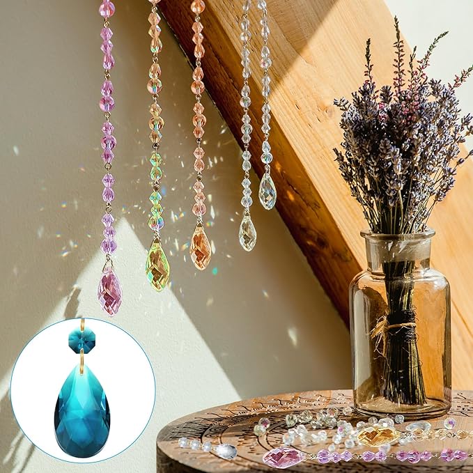 PATIKIL Teardrop Crystal Chandelier Pendants Beads, 5 Pack 135mm Length 38mm Chandelier Prisms Parts Ornaments Hanging Beads for DIY Arts Crafts Decoration, Sky Blue