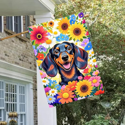 BlissYard Spring Garden Flag 12x18 Double Sided Dachshund Sunflower Seasonal Small Flags For Outside Outdoor Decor Yard Farmhouse Holiday Spring Summer Decorations Yard Flags