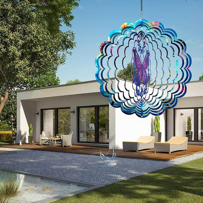 Butterfly Wind Spinners Outdoor - 12 inch Butterflies Outdoor Hanging Wind Sculptures Birthday Gifts for Women, Mom, Grandma, Gardening for Garden Decor for Outside, Patio, Yard, Lawn, Balcony