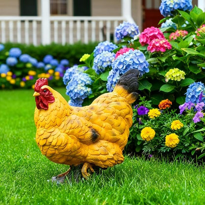 Chicken Statue Outdoor Decor,12.2''(H) Realistic Hen Garden Sculptures for Yard Lawn,Resin Animal Figurines Home Porch Patio Art Decorations