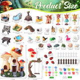 HyDren 100 Pcs Fairy House Garden Kit Accessories Miniatures Fairy Figures Gnomes Mushroom House Solar Light Resin Dwarfs Statue Micro Landscape Ornaments for DIY Yard Outdoor Dollhouse Decoration