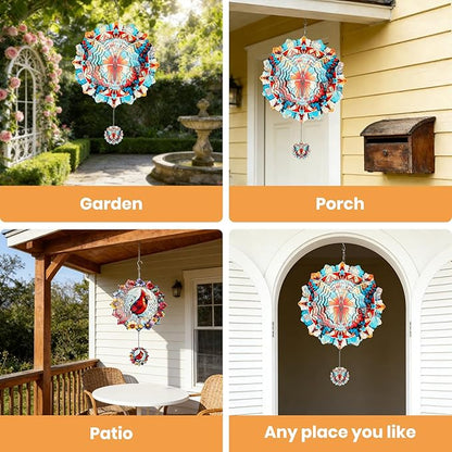 Wind Spinners Outdoor Butterfly, 12 inch Stainless Steel Craft Decor Birthday Gifts for Women, Men and Mom - Wind Spinners Hanging Kinetic for Yard, Garden, Outside, Patio, Outdoor