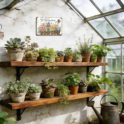 Garden Signs for Outside, Funny Metal Signs for Home Garden Patio Yard - Sometimes I Wet My Plants, Vintage Gardening Gifts for Women, Wall Decor 12" x 8"