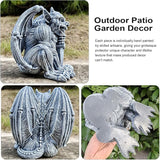 Resin Gargoyle Statue with Intricate Wings and Demonic Skull,Indoor Outdoor Patio Garden Backyard Halloween Home Decor