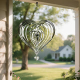 HOOSUN Metal Wind Spinners Outdoor for Yard and Garden Decor,Reflective Bird Deterrents for Outside Windows Patio Porch,Stainless Steel 3D Hanging Heart Wind Spinners Gifts for Mom Women