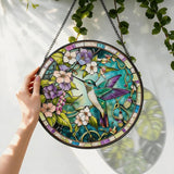 Stained Glass Sun Catcher,Fly HummingbirdStained Glass Window Hanging Garden Decor,Sun Catchers Indoor Window,Whimsical Decoration for Home Backyard Patio Lawn Porch with 9.8 INCH