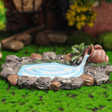 Fairy Garden Rock Pond 6.5in Long Hand Painted Lifelike Durable Resin Miniature Pond for Home Micro Landscape Decoration Miniature Garden Accessories