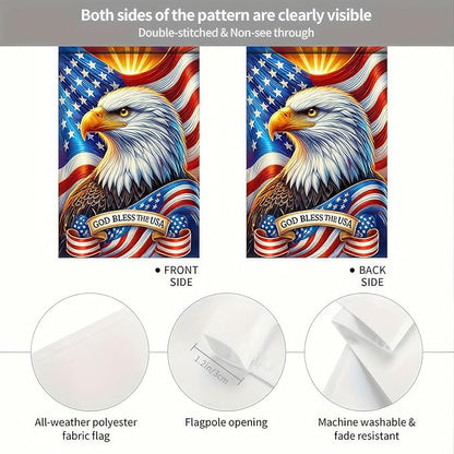 BlissYard God Bless America Patriotic Garden Flag 12x18 Inch Vertical Double Sided Eagle USA American Flag Yard 4th of July Independence Day Yard Flags Banner for Farm Outdoor Decorative Outside