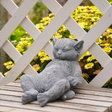 Stone Cat Garden Statue, Funny Resin Cat Figurine for Indoor & Outdoor Decor, Cute Relaxing Cat Sculpture for Patio Yard Lawn Porch Shelf, Cat Lover Gift, Weather Resistant, 9.8" L x 5.9" W x 6.7" H