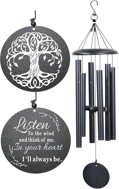 Sympathy Wind Chimes for Loss of Loved One, 40 Inch Memorial Wind Chimes for Loss of Loved Father/Mother/Lover, Commemorative Sympathy Bereavement Gifts for Condolences/Funeral (Black)