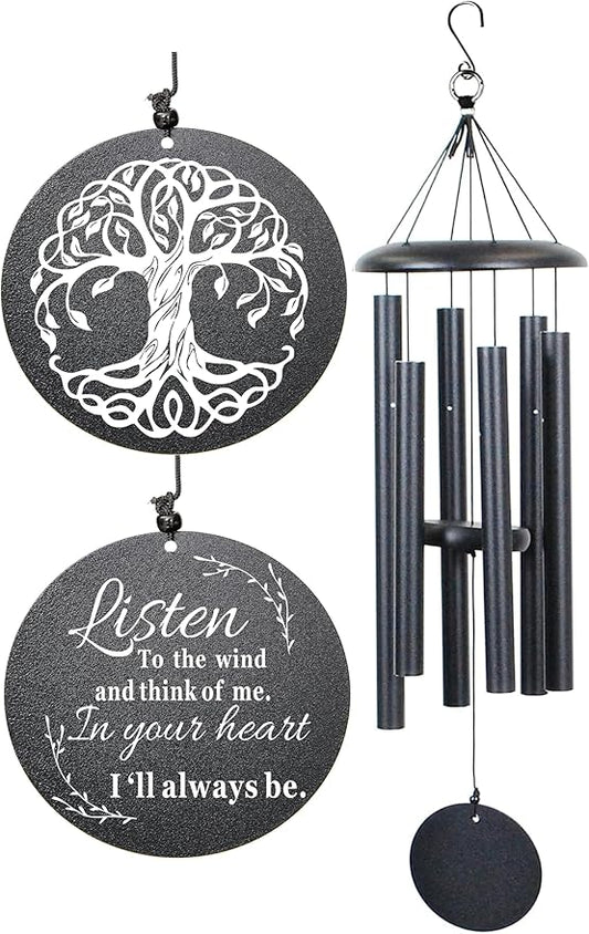 Sympathy Wind Chimes for Loss of Loved One, 40 Inch Memorial Wind Chimes for Loss of Loved Father/Mother/Lover, Commemorative Sympathy Bereavement Gifts for Condolences/Funeral (Black)