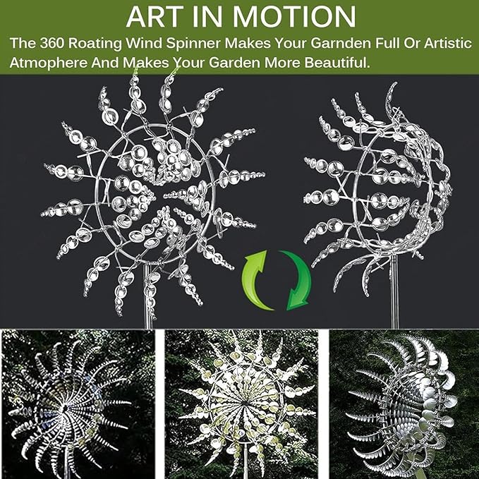 Generic Shirem Magical Metal Windmill, Kinetic Wind Sculptures & Spinners, 3D Wind Spinner, Kinetic Spinner, Enchanting Wind Spinner for Yard and Garden.
