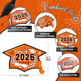 Chunful 12 Pack Graduation Yard Signs Grad Decoration 2026 Happy Graduate Lawn Garden Sign with Stake Congrats Outdoor Plastic Cap Hanging Ornament for Class Pathway Walkway Porch Party(Orange)