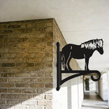 Pony Silhouette Plant Hanger Hook for Outdoor Indoor Hanging Plant Flower Fern Pot Lantern Bird Feeder- Rustic Country-Style Pony Decor,(8.27"x9.84", Black)