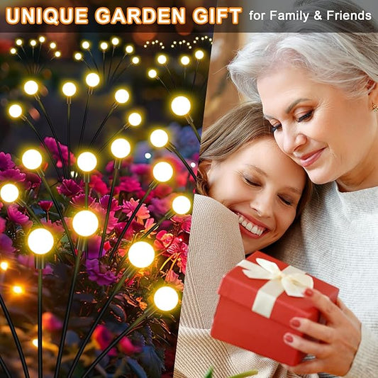 NBQQ Solar Garden Lights Outdoor, Swaying Light Waterproof Solar Lights Outdoor for Yard Pathway Patio, Swaying Lawn Decor as Gardening Gifts for Women Holiday (Warm White, 2 Pack)