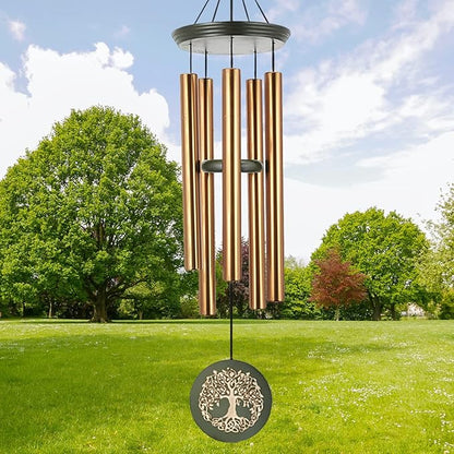 36" Memorial Tree of Life Windchime for Outside, Large Deep Tone Tuned Bamboo Wind Chimes Outdoors, Chimes in Memory of Mom/Loss Loved One, Sympathy/Retirement Wind Chimes Gift Christmas Clearance