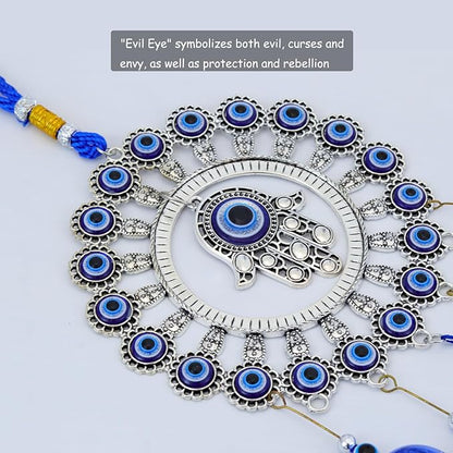 BWINKA Blue Evil Eye Hanging Decoration Ornament Metal Wind Chimes for Home Garden Gift Decoration (Eye-R-Y6)