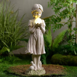 Hi-Line Gift Ltd. Girl Holding Bubble Lighted Garden Statue Solar Powered LEDs
