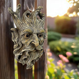 Whimsical Tree Face Garden Statues Outdoor Decor – Funny Old Man Tree Hugger Wall Sculpture with Mustache, Fairy Art Fence Hanging Resin Ornament, Outdoor Wall Mounted Sculpture for Patio Lawn & Home