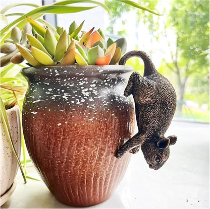 Plant Decorations for Pots, Fairy Garden Accessories, Flower Pot Decorations,Garden Sculptures & Statues, Can Also be Used As Outdoor Statues (Rat)