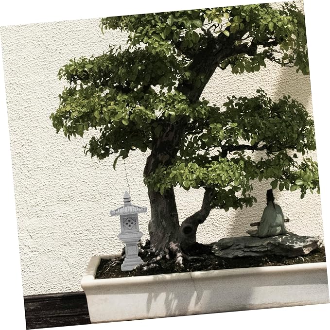 Miniature Pavilion Garden Statue Zen Garden Decor Tower Design for Outdoor and Indoor Use for Bonsai