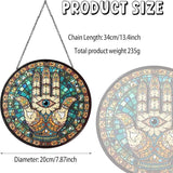 Hamsa Hand Stained Glass Window Hanging Hand of Fatima Sun Catcher Decor Protection Charm Suncatchers for Home Windows Hanging Decoration, 7.87inch