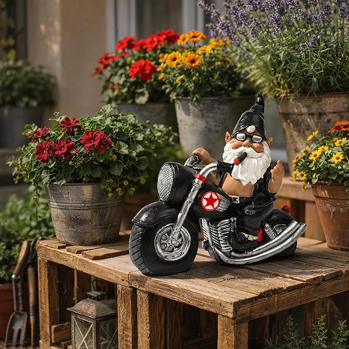 TISEJOY Garden Gnomes Statues 8",Garden Gnomes Outdoor,Gnomes Decorations for Yard, Gnome Garden Statue Indoor and Outdoor, Gnome Sculptures for Desk Patio Backyard and Windowsill,Garden Gifts for Mom