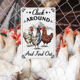 Putuo Decor Funny Chicken Sign Cluck Around And Find Out Metal Tin Sign Funny Wall Decor For Farmhouse Chicken Coop For Garden Decor Vintage Metal Tin Sign Plaque Outdoor Decor 12x8 Inch