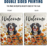 Bernese Mountain Fall Garden Flag Autumn Dog Yard Sign Orange Floral Thanksgiving Outdoor Banners for Outside 12x18 Double Sided Small Wild Flower Lawn Decorations
