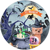 Retro Metal Sign 12"x12",Happy Halloween Scary Night Grave Witch Bats Trick Or Treat Dog Aluminum Tin Metal Sign for Home Living Room Bedroom Garden Farm Patio Decor Wall Art Poster