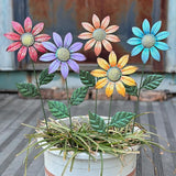 HUTHDAK Metal Flowers for Outside,5 Pack 16.15" Decorative Garden Stakes with Swaying Flowers Head Yard Art,Spring Garden Decor for Lawn, Pathway & Yard