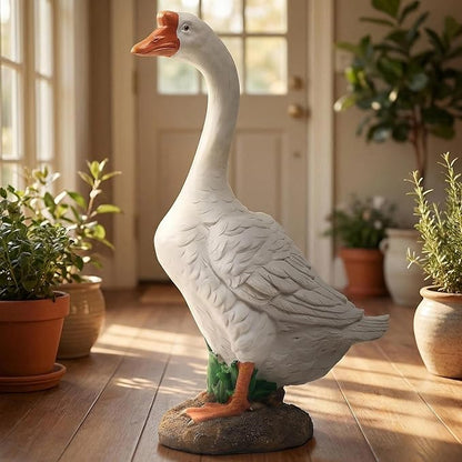 White Porch Goose Statue Outdoor Decor,20.7''(H) Large Goose Garden Statue for Yard Lawn,Resin Animal Sculptures Home Patio Art Decorations