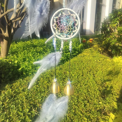 Dreamcatcher Handmade Feather Indian Round Net Wind Chimes for Balcony, Study, Bedroom Hanging Decoration