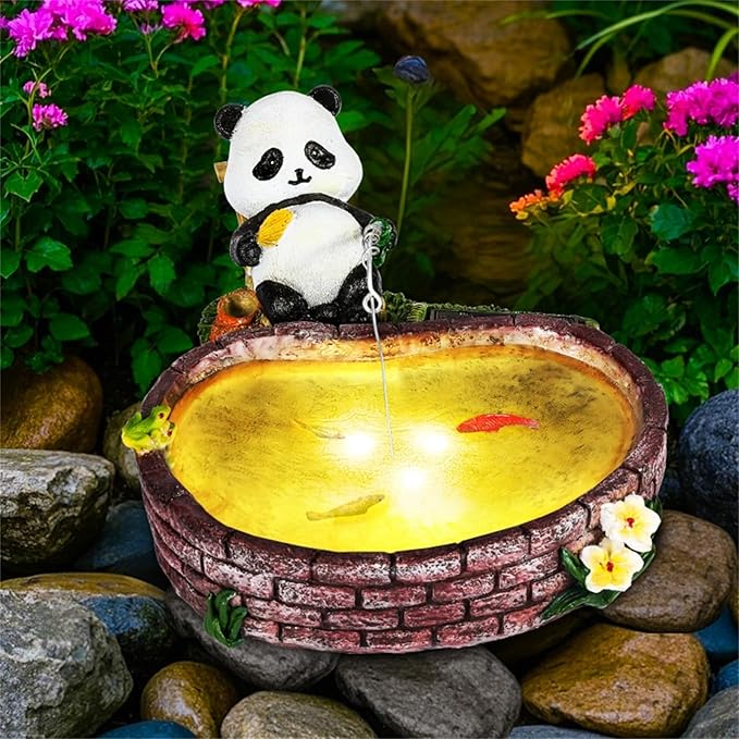 Solar Panda for Outdoors Garden Panda Statue Patios, Yards, and Lawn Ornaments Gardening Gifts for Women