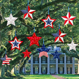 16 Pcs 4th of July Hanging Star Lawn Sign Star Patriotic Yard Signs Decorations Plastic Independence Day Garden Hanging Ornaments for Labor Day Veterans Day Memorial Day Home Garden Yard Tree Decor