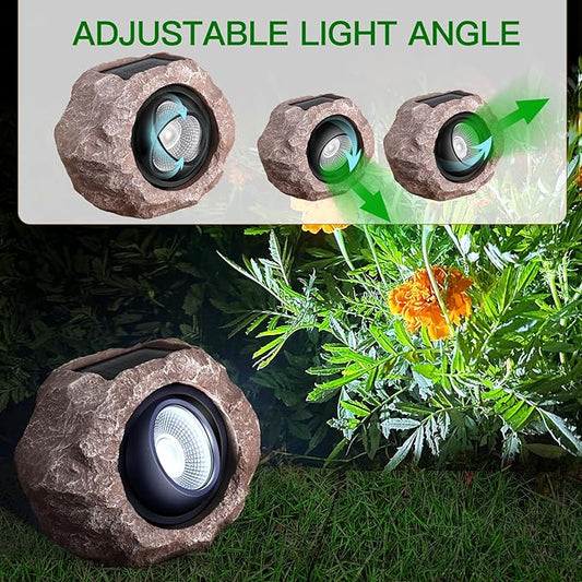 Timeflies Solar Rock Lights Outdoor 4 Pack, Bright Solar Spotlights Outdoor Waterproof, Wireless LED Rock Lights, Auto On/Off Solar Landscape Spotlights for Yard Walkway Patio Pathway Flowerbed