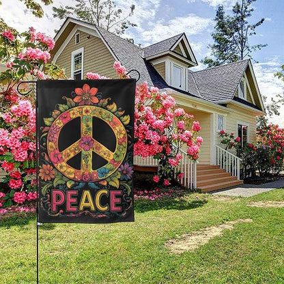 Garden Flags 12×18 Inch Peace Floral Double Sided Decorative Yard Banner Seasonal Flag for Outdoor Outside Decor