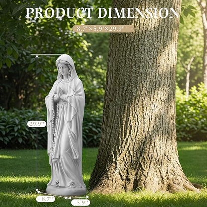 YOLENY Virgin Mary Praying Statue, 29.9 Inch Religious Garden Statue of Mary, Blessed Mother Mary Outdoor Sculpture for Home Yard Patio Decoration