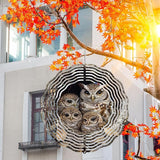 10 Inch Owl Wind Spinner, 3D Laser Cut Metal Hanging Kinetic Wind Rustproof Sculpture for Garden Yard Art Indoor Outdoor Window Porch Decor, Women Mom Wife Mothers Day Idea