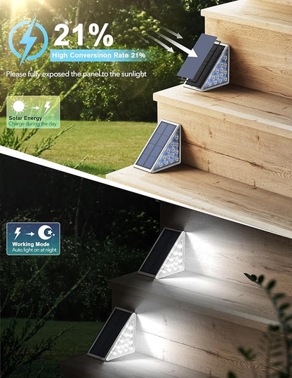 AUDLES LED Solar Step Lights Stair Light Solar Deck Lights IP67 Solar Decoration Lights for Yard, Patio, Garden, Walkways, Front Door, Pathway, Driveway, Porch 6PK