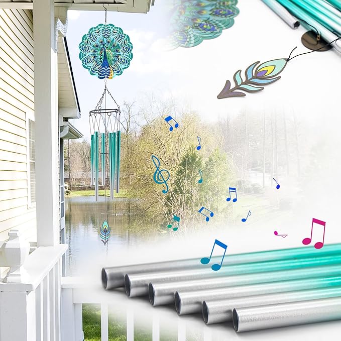 Wind Chimes with Peacock Wind Spinner, Gifts for Men, Women, Retirement, Teacher, Parents - Outdoor Hanging Decor Clearance for Garden, Patio, Backyard Or Porch