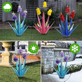 2PCS Large Metal Yard Art, Outdoor Metal Agave Plants, Tequila Rustic Sculpture, Garden Decoration Lavender Yard Art Plant (Sky Blue)