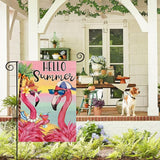 AVOIN colorlife Flamingo Hello Summer Garden Flag 12x18 Inch Double Sided, Welcome Seasonal Holiday Burlap Yard Outdoor Decoration