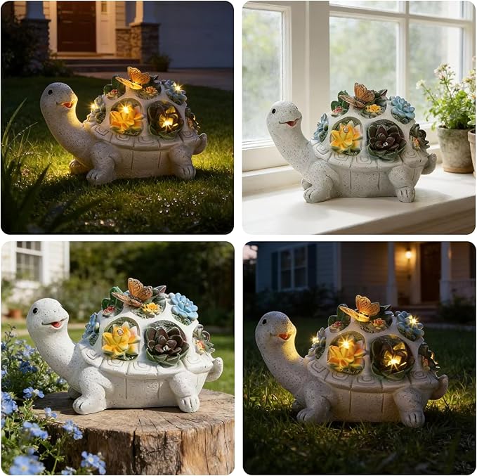 Turtle Statues Solar Garden Decor, Ideal Gifts for Mom, Mom Birthday Gifts, Turtle Statues Garden Statues for Outdoor Decor Yard Decorations Outdoor Ornaments Porch Patio Balcony Home House