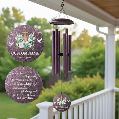 Personalized Deep Tone Wind Chimes Memorial, 30/36/45" Sympathy Wind Chimes Gifts for Loss of Loved One, Mom, Dad, Custom in Loving Memory of Loss Gifts, Produced in USA